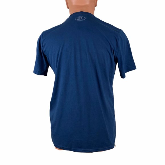 🌿Sale🌿 Under Armour Wordmark Blue Repead Sh Slv T-Shirt Men's Size 1364693 408 - Picture 3 of 7